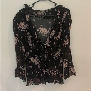 Floral front tie top